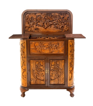Muebles orientales, cajón chino con cajones extraíbles, miniatura