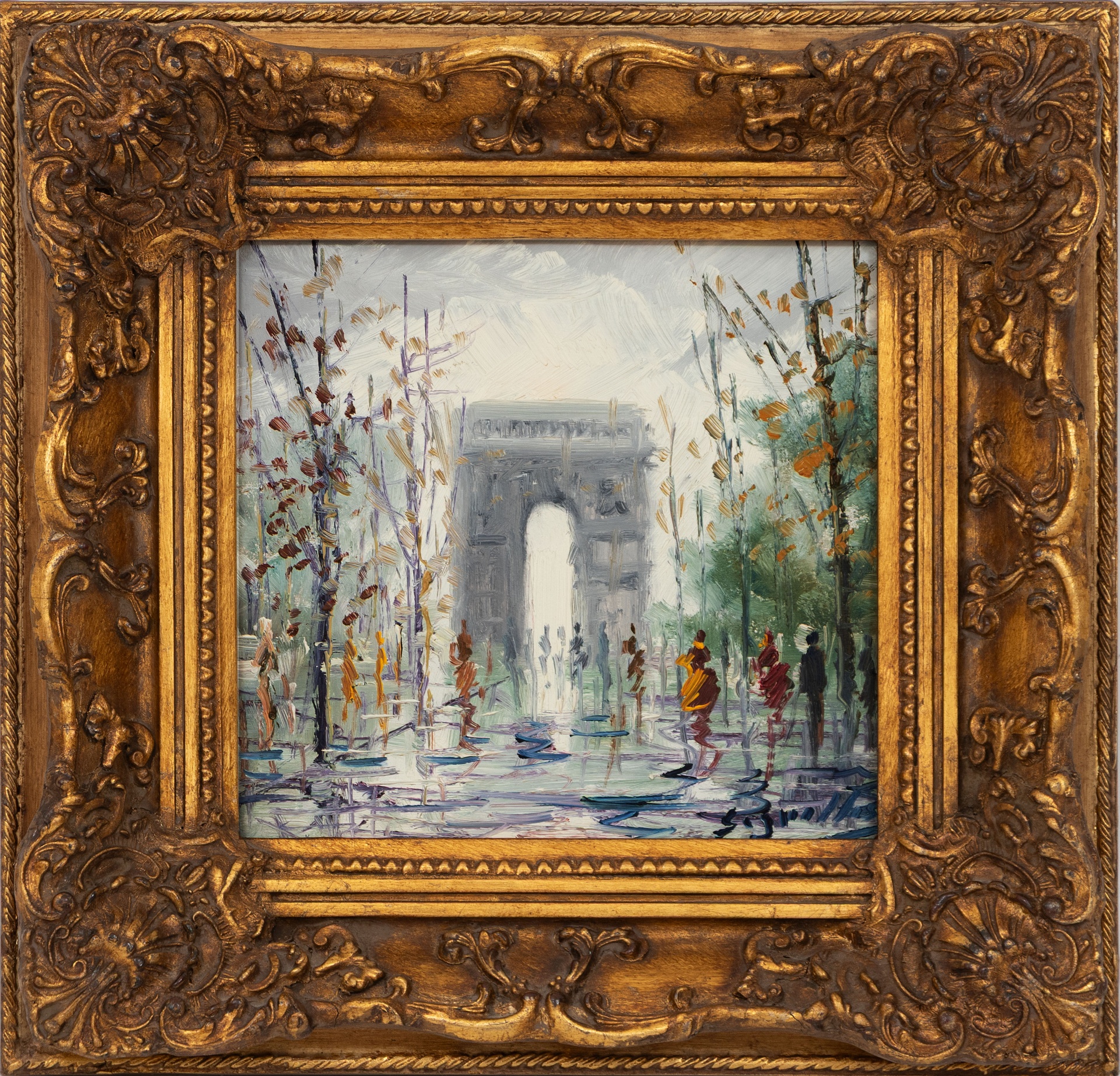 Arco del Triunfo con personajes, París 